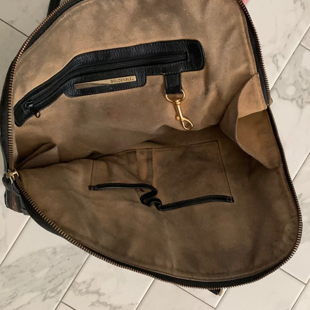 Goldenbleu Parker Weekender Black Leather Bag